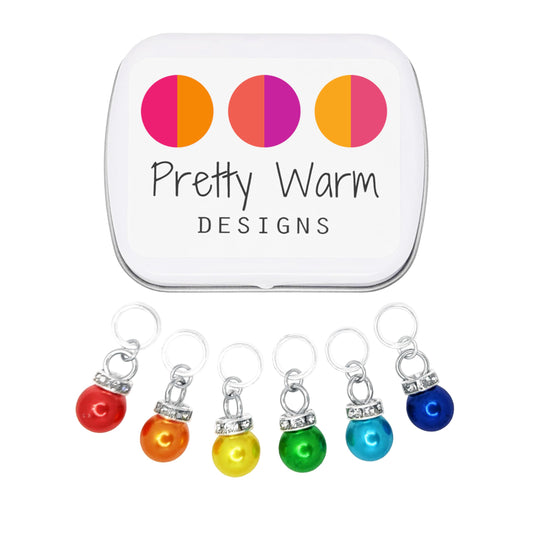 Rainbow Sparkle Stitch Markers for Knitting with Storage Case | Handmade by Pretty Warm Designs | Cute Sparkle Charm Pride Set Lightweight Knit Counter Supplies Accessories Tools Yarn Cute Gift