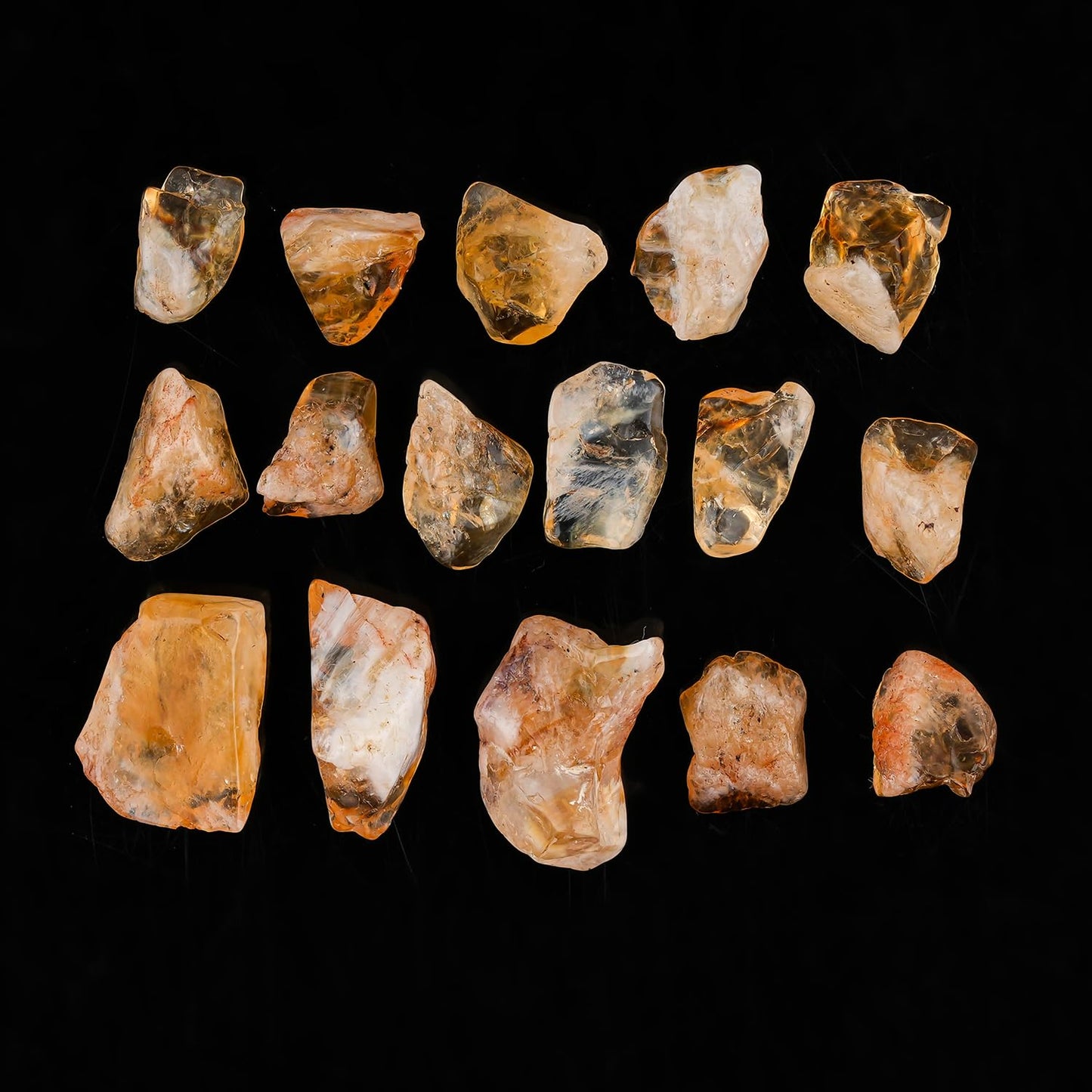 ColouredRocks 50 carats Citrine Crystals, Raw Stones, Rough Gemstones, Jewelry Making Supply, Cabbing, Polishing, Cutting, DIY, Crafts (15-16pcs) (8-12mm)