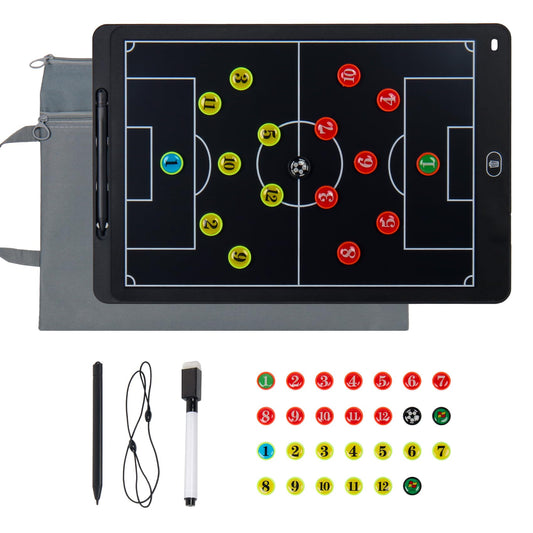Magnetic Electronic Soccer Coach Board, 15 inch LCD Football Lineup Board Set with Stylus Pen, Dry Erase Markers and Carry Bag, for Soccer Game,Training,Teaching