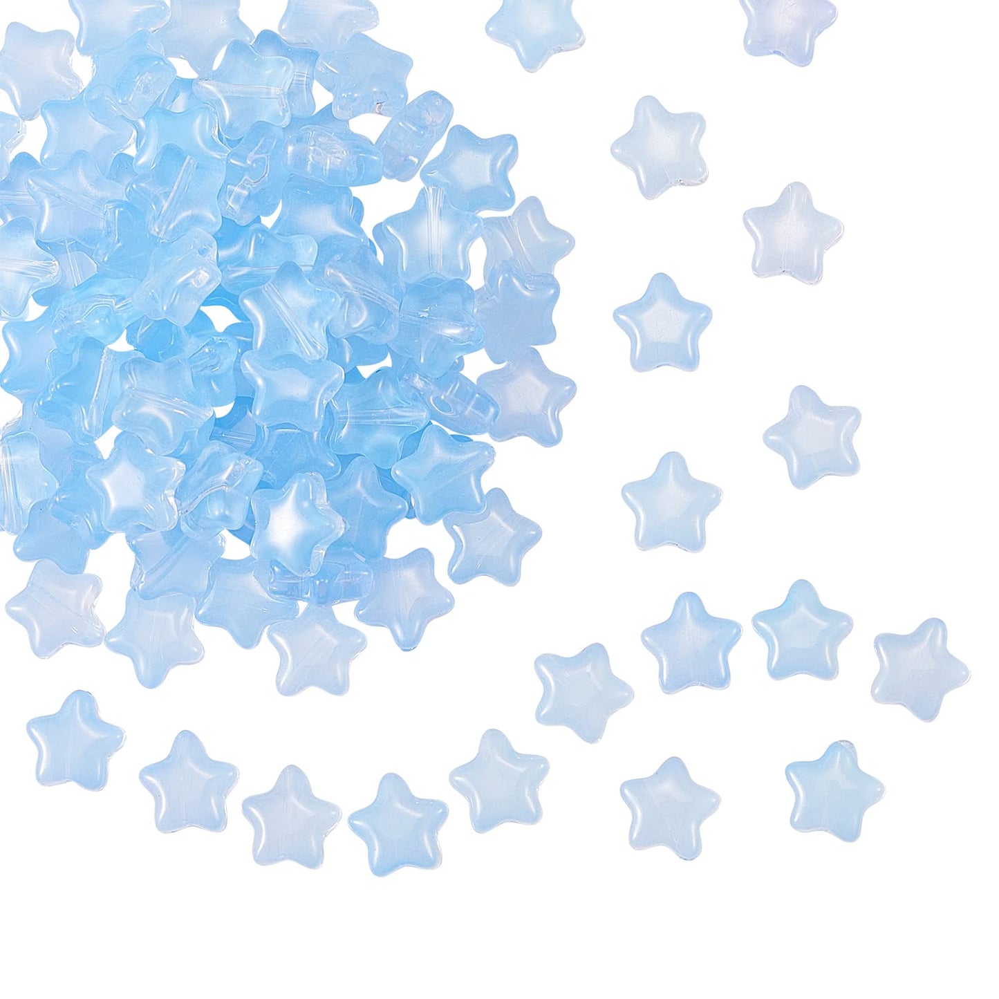 UR URLIFEHALL 100 Pcs Light Sky Blue Spray Painted Glass Star Beads for Earring Bracelet Necklace Jewelry DIY Craft Making