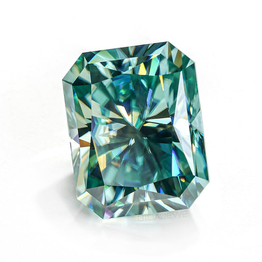 Radiant Cut 2.0ct VVS1 Blue Green Moissanite Loose Gemstones for Jewelry Making With Certificate