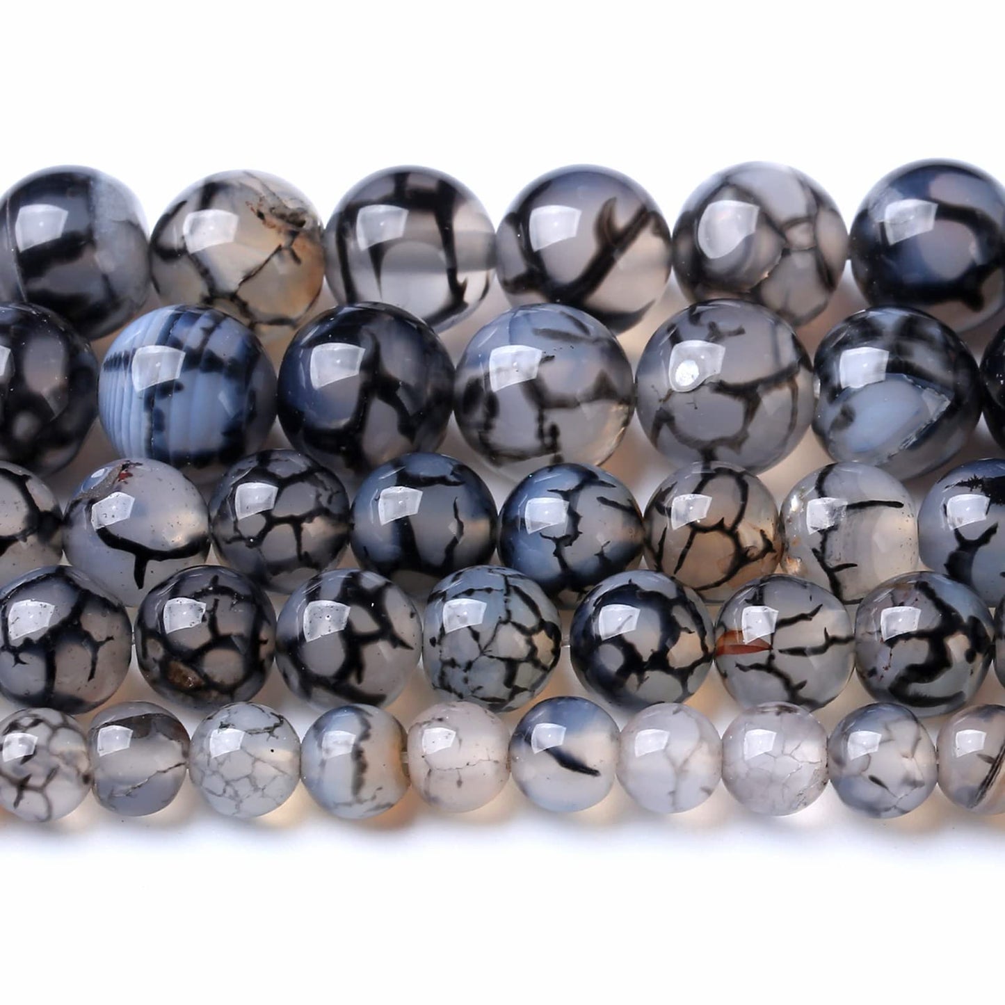 12MM 31PCS Natural Stone Black Dragon Vein Agate Beads for Jewelry Making DIY Bracelet