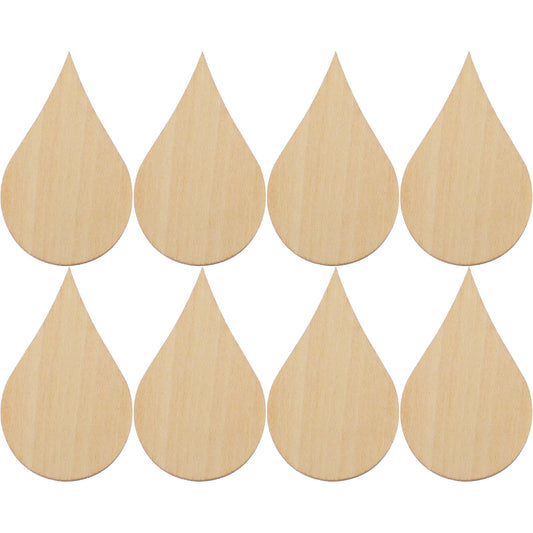 Amosfun 20 Pcs Water Drop Shape Wooden Chips 1.96X1.18 Inch Unfinished Wood Craft Pieces for DIY Home Decor Scrapbooking and Handmade Embellishments