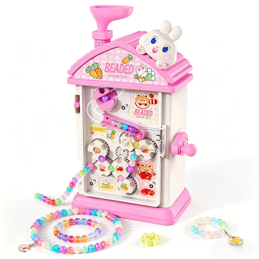 MAGTHIC 2-in-1 Beads Bracelet Maker Machine & Hand-Crank Bunny Toys, Charm Jewelry Bracelet Making Kit 430+ Quick Easy 5min with Organize, DIY Friendship Bracelets for Girls 6-12 Birthday Xmas Gift