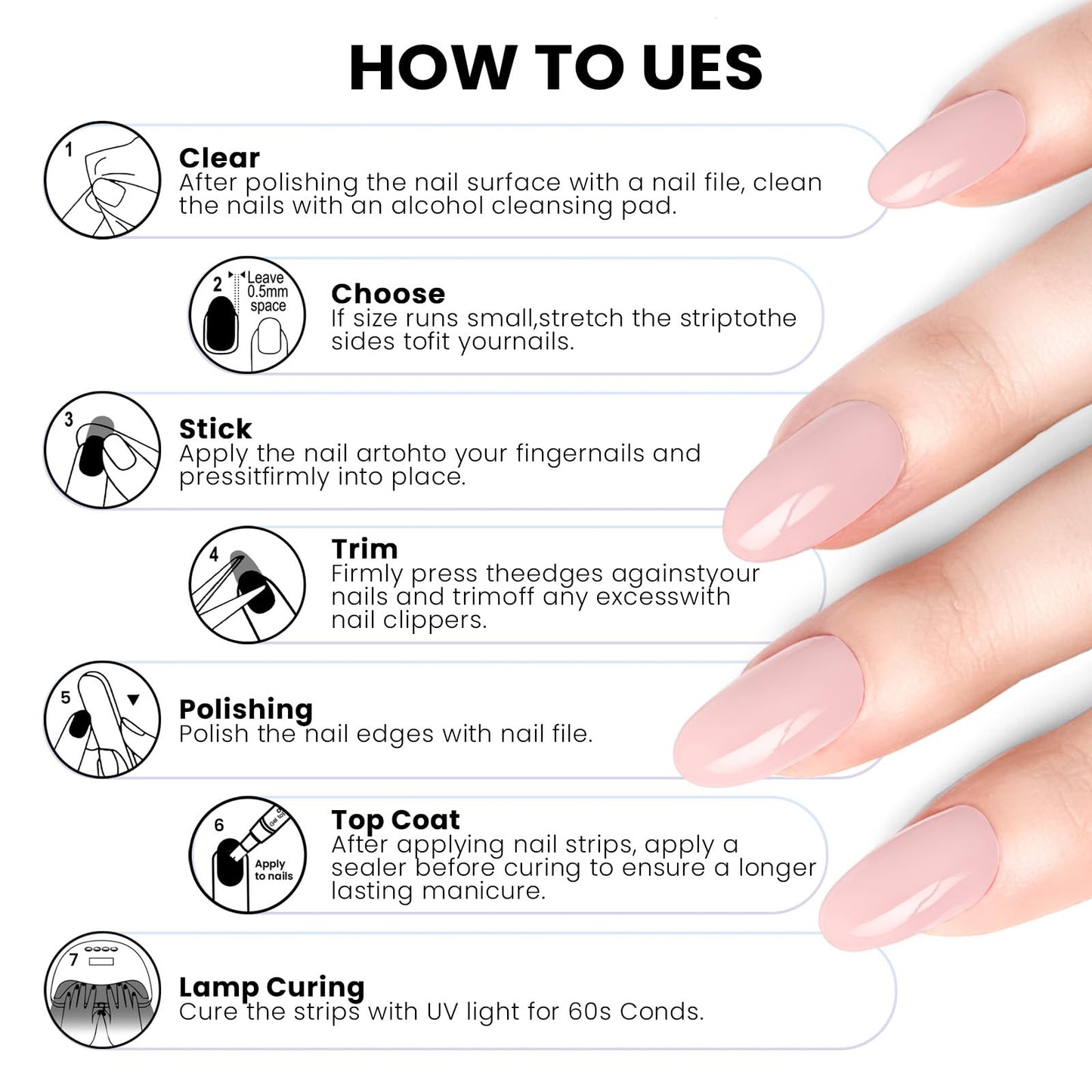 Oauee Semi Cured Gel Nail Strips | Built-In Gel Top Coat | UV Light Required | Salon Quality, Easy Application And Removal (Slate Sparkle)