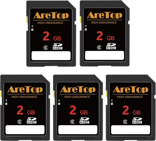 AreTop 2GB, 5 Pack 6 5 Pack 2GB SD Card Class SDHC Memory Card, Full HD Video Secure Digital Cards for Cameras, DSLR