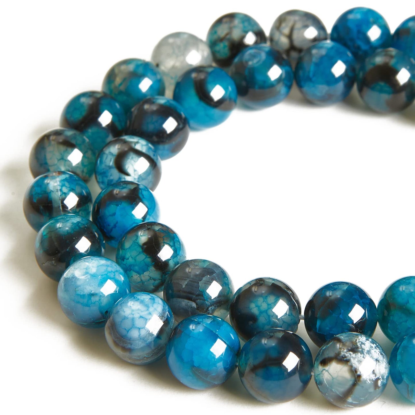 100pcs 10mm Blue Dragon Vein Agate Beads Natural Gemstone Beads Round Loose Beads for Jewelry Making