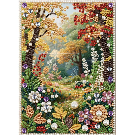 antor DIY Pearl Diamond Painting Kit Garden Landscape Design, Pearl Diamond Art Kits for Adults Beginners, Special Shaped Crystal Rhinestones Painting Kits for Home Wall Decor, 11.81×15.75 Inch