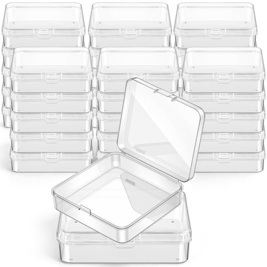 Jetec 30 Pieces Mini Plastic Clear Beads Storage Containers Box for Collecting Small Items, Beads, Jewelry, Business Cards, Game Pieces, Crafts (3.3 x 3.3 x 1.1 Inch)