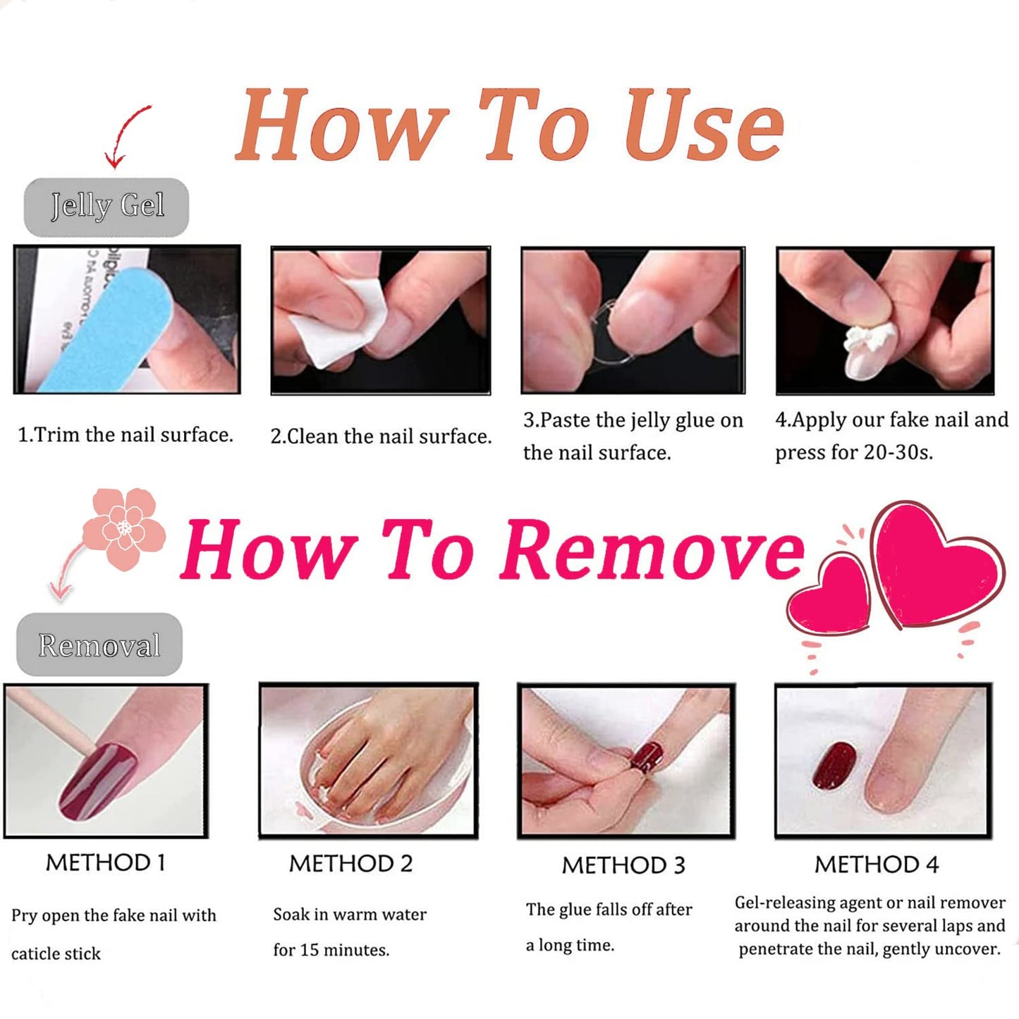 Medium Almond Press On Solid White Glossy False Nail Full Cover Acrylic Stick On Glue On Nails - 24Pcs