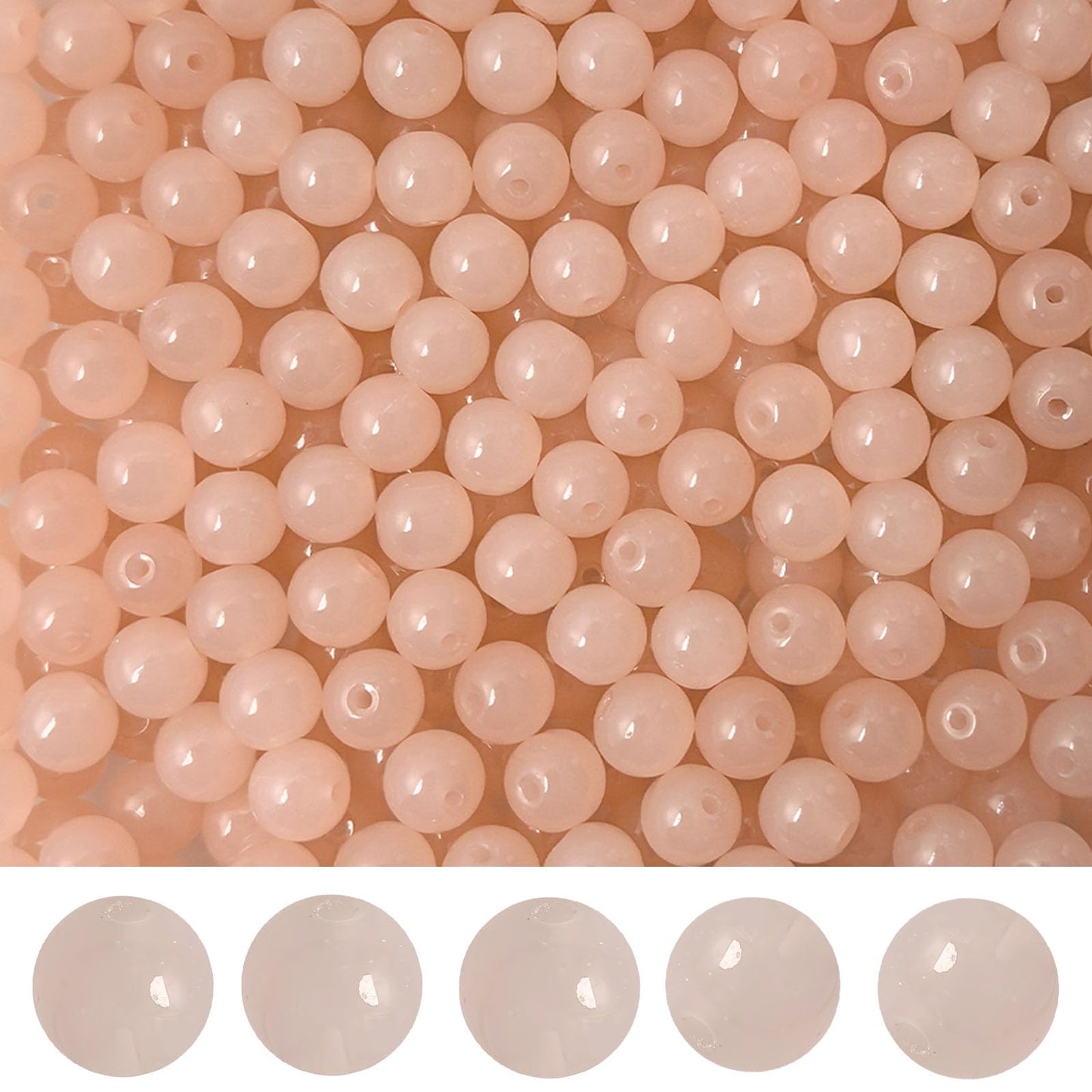PAMIR TONG 400pcs 8mm Nude Pink Round Glass Beads for Bracelet Pretty Smooth Loose Beads for Necklace-Earring-Jewelry Making-Home Decor and DIY Crafts & Projects