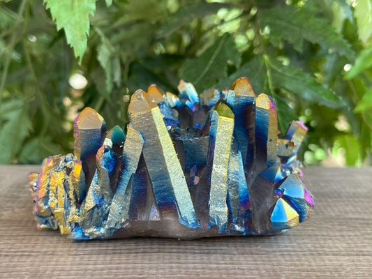 GAF TREASURES XL Raw Aura Rainbow Quartz Clusters, 3-4" Natural Rough Aura Rainbow Quartz Clusters, Aura Rainbow Quartz Clusters Healing Rough Crystal (Aura Rainbow Quartz Clusters, 0.5-1 lb)