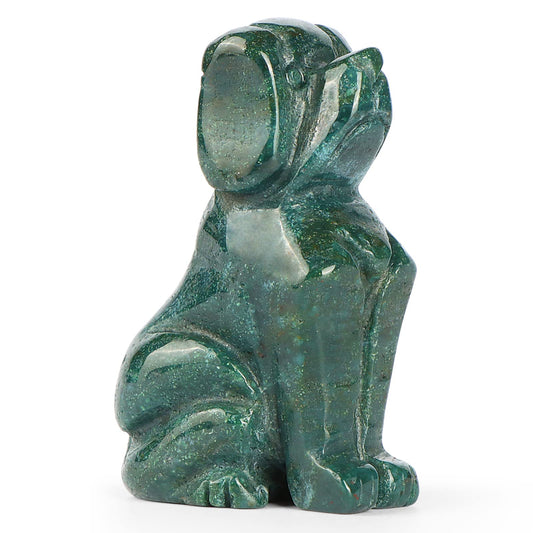 Artistone 2" Ocean Jasper Dog Crystal Animals Figurine Carved Gemstone Puppy Dog Statue Sculpture Craft Home Decorations