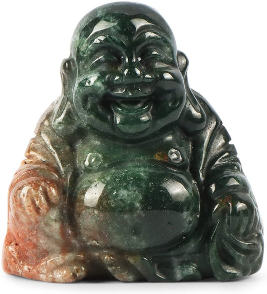 Artistone Crystals 2.0 inch Hand Carved Ocean Jasper Maitreya Buddha Figurine Healing Crystal Gemstone Seated Lucky Buddha Pocket Stone Home Decoration