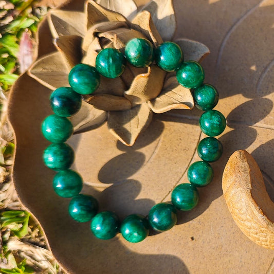 12mm Emerald Bracelet | Natural Green Heart Chakra Crystal Beads - Handmade Gemstone Meditation Bracelet for Abundance & Love & Luck | Beading Tool Kit - Fits for 7.5-8.5 inch XLarge Wrist Size