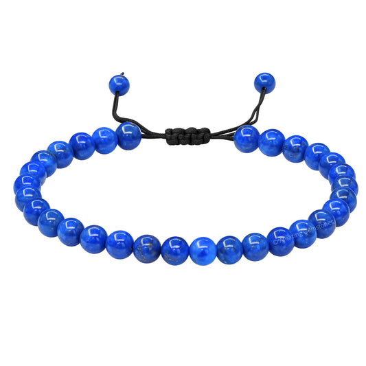 Amazing Gemstone Lapis Lazuli Anklet Ankle Bracelets for Women - Waterproof Beaded Healing Crystal Anklets, Plus Size Chakra Gemstone Bead Anklet (Stretchy Adjustable - Plain)