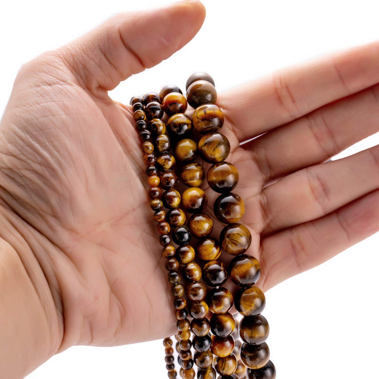 BEADIA Natural Yellow Tiger Eye Stone Round Loose Semi Gemstone Beads for Jewelry Making 8MM 44PCS