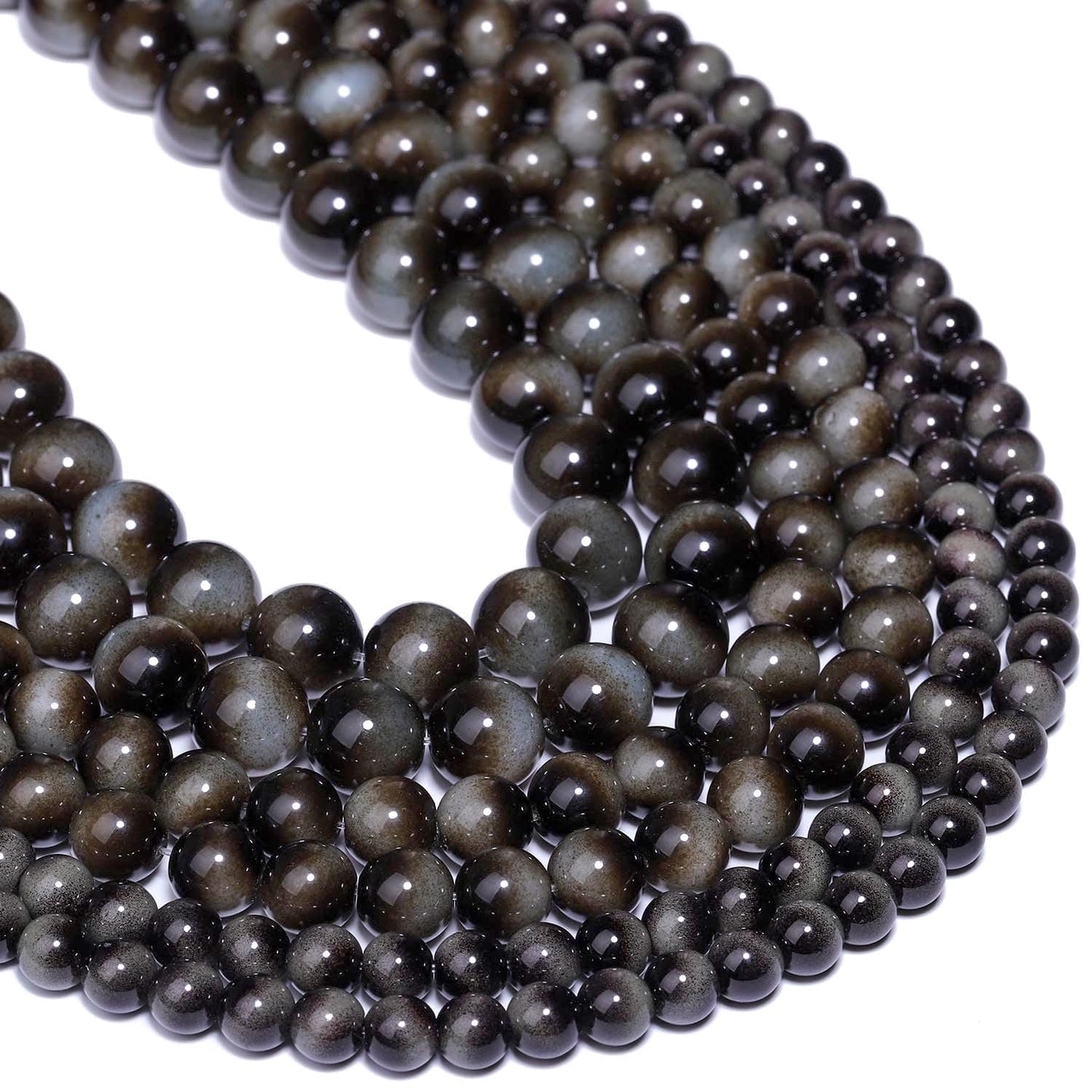Song Xi 38PCS 10mm Grey Tiger Eye Gemstone Beads for Jewelry Making, Round Smooth Glass Beads for DIY Bracelet Necklace Earring Keychain, Arts and Crafts, for Christmas Wedding Birthday