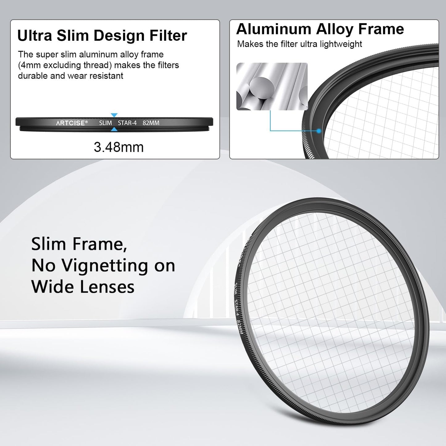 ARTCISE 4+6+8 Set (58mm) Star Filter Kit: Point Cross Screen Lens Filters with Pouch for DSLR/Mirrorless Cameras