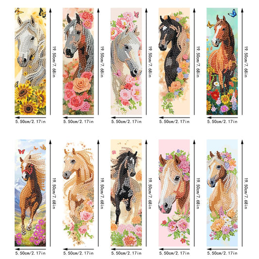 10PCS Diamond Art Bookmarks DIY Horses Diamond Painting Bookmarks for Book Lovers Adults Beginners DIY Crafts, Christmas New Year Graduation Birthday Gift