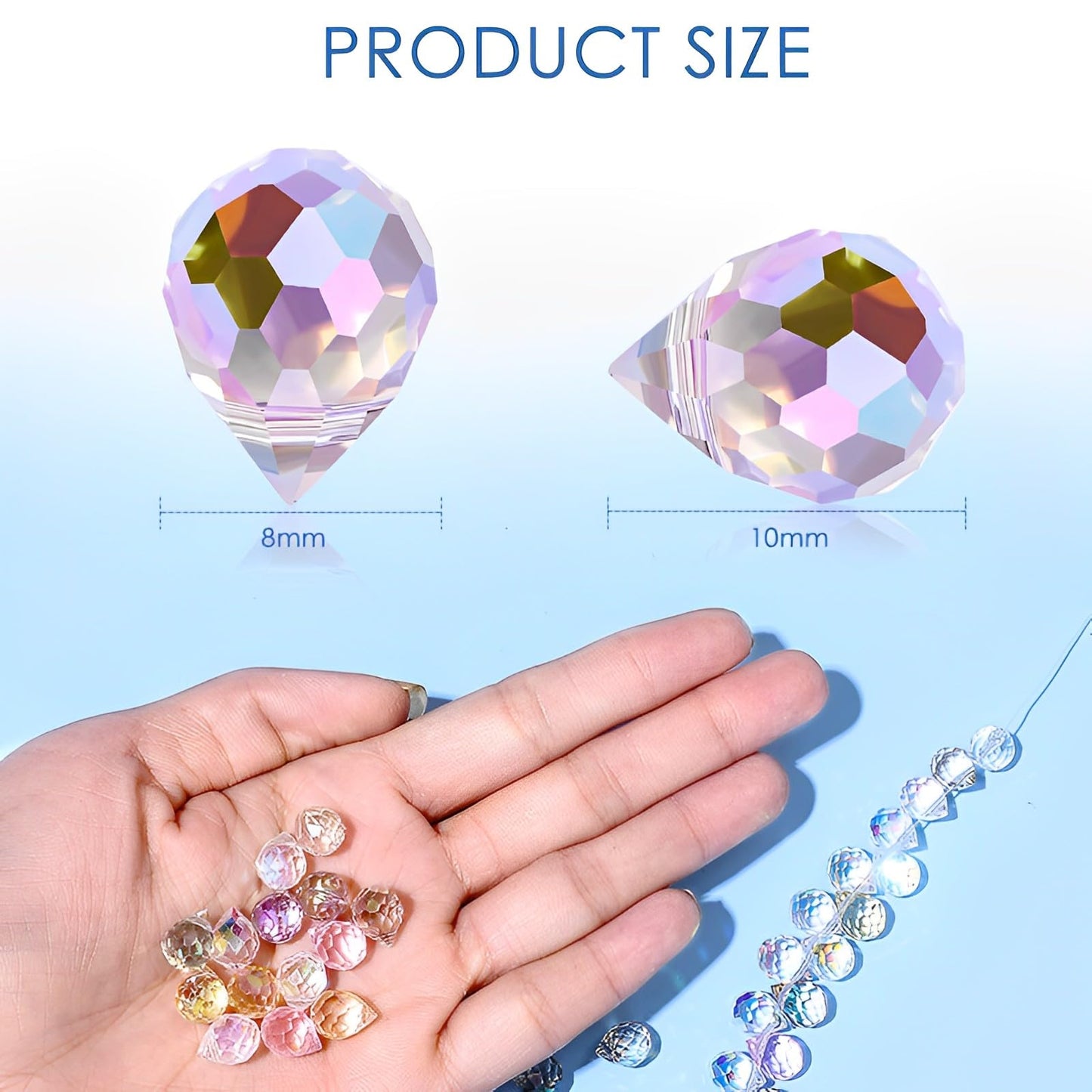 Crystal Beads, 50pcs Glass Beads, Assorted Crystal Beads for Jewelry Making, Shiny Teardrop Shape Jewelry Beads Glass Beads Bulk for DIY Craft Necklace Bracelet Earring(8x10mm, Red)
