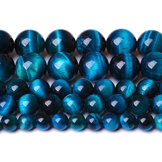 120PCS 6MM Blue Tiger Eye Beads Natural Stone Gemstone Spacer Loose Beads for Jewelry Making DIY Bracelet Semi Precious Beads Strand 2 Strands