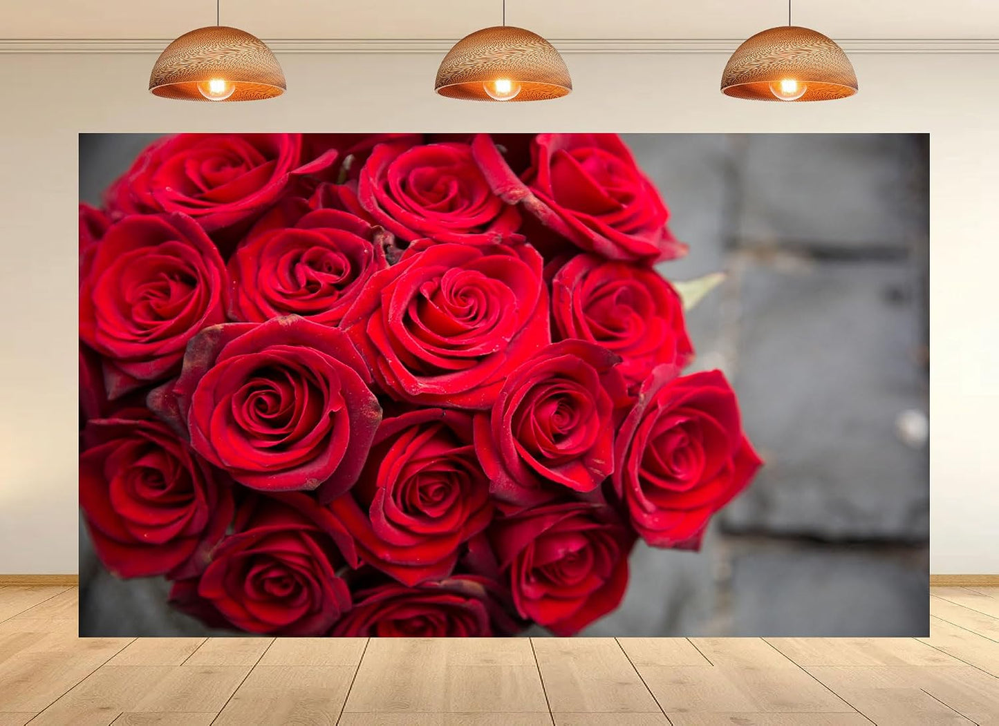 UPXIO 8x8ft Red Rose Bouquet Close Up Backdrop Romantic Floral Arrangement Photo Background Tapestry for Valentine's