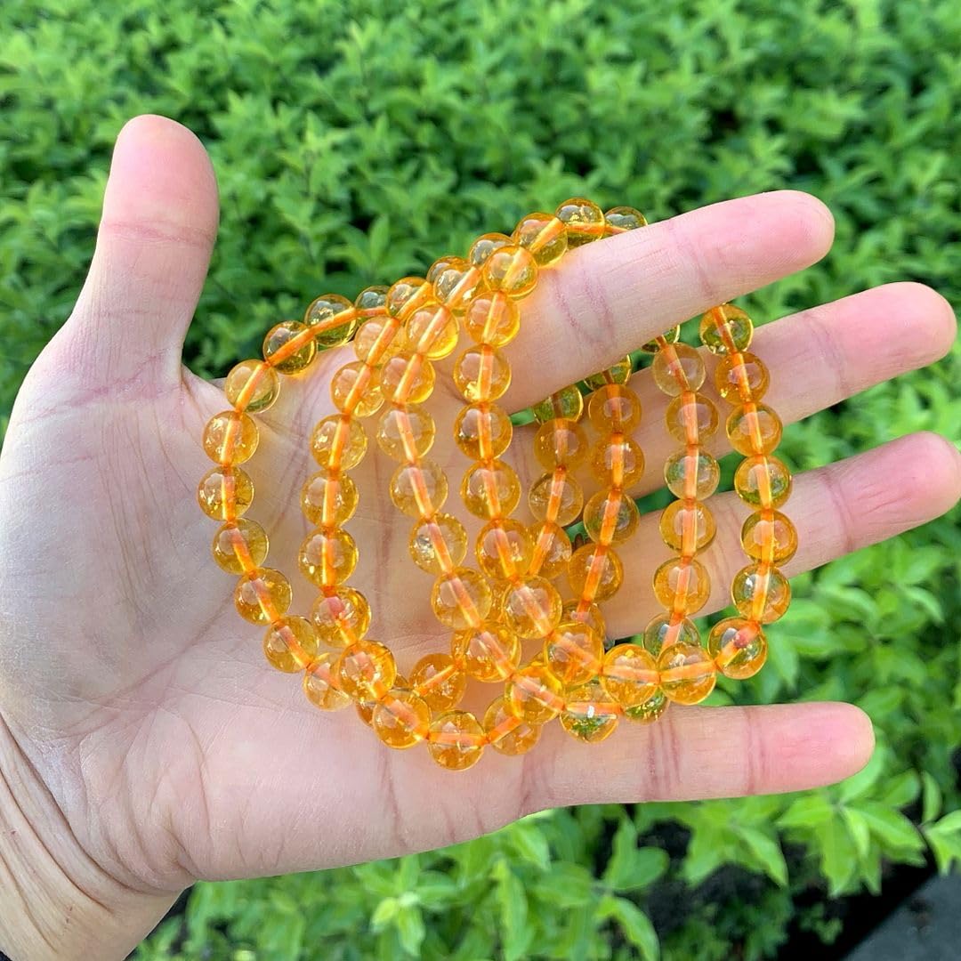 Adabele Real Natural Yellow Citrine Bracelet 8 inch Stretch Gemstone Beaded Bracelet Chakra Healing Crystal Stone Jewelry Women Mom Gift (Unisex) GB8-C27