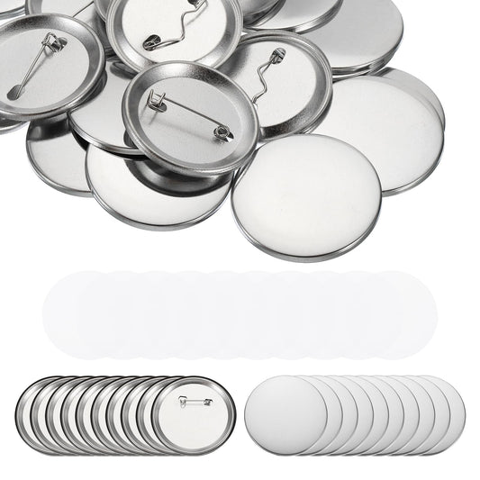 PATIKIL 75mm / 2.95inch Metal Button Parts Supplies for Button Maker Machine Round Pin Maker, Every Set Includes Metal Top, Metal Clip Bottom & Plastic Film (200 pcs)