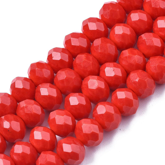 10 Strands Red Glass Crystal Beads 8mm Rondelle Faceted Glass Loose Beads 8x6mm 620pcs for Bracelets Necklace Jewelry Making