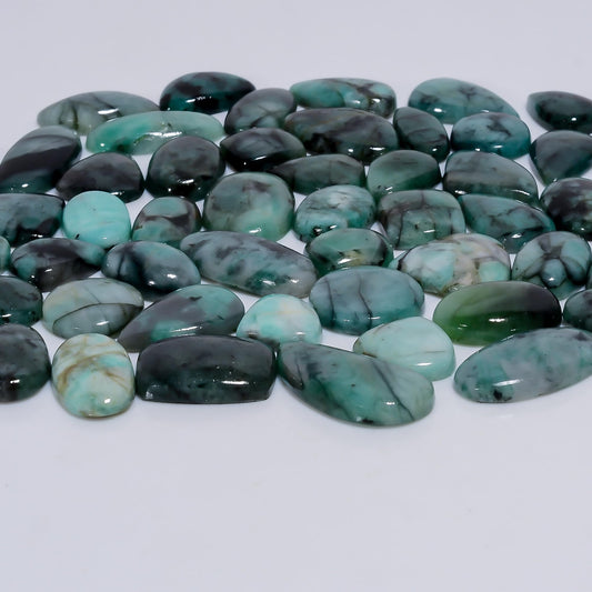 Natural Green Emerald Gemstone- Healing Crystals for DIY Jewelry Making -Loose Natural Cabochon -Perfect for Crafting Unique Jewelry Designs Gift for Her, Mother and Wife (5 pcs, 25-35 mm)