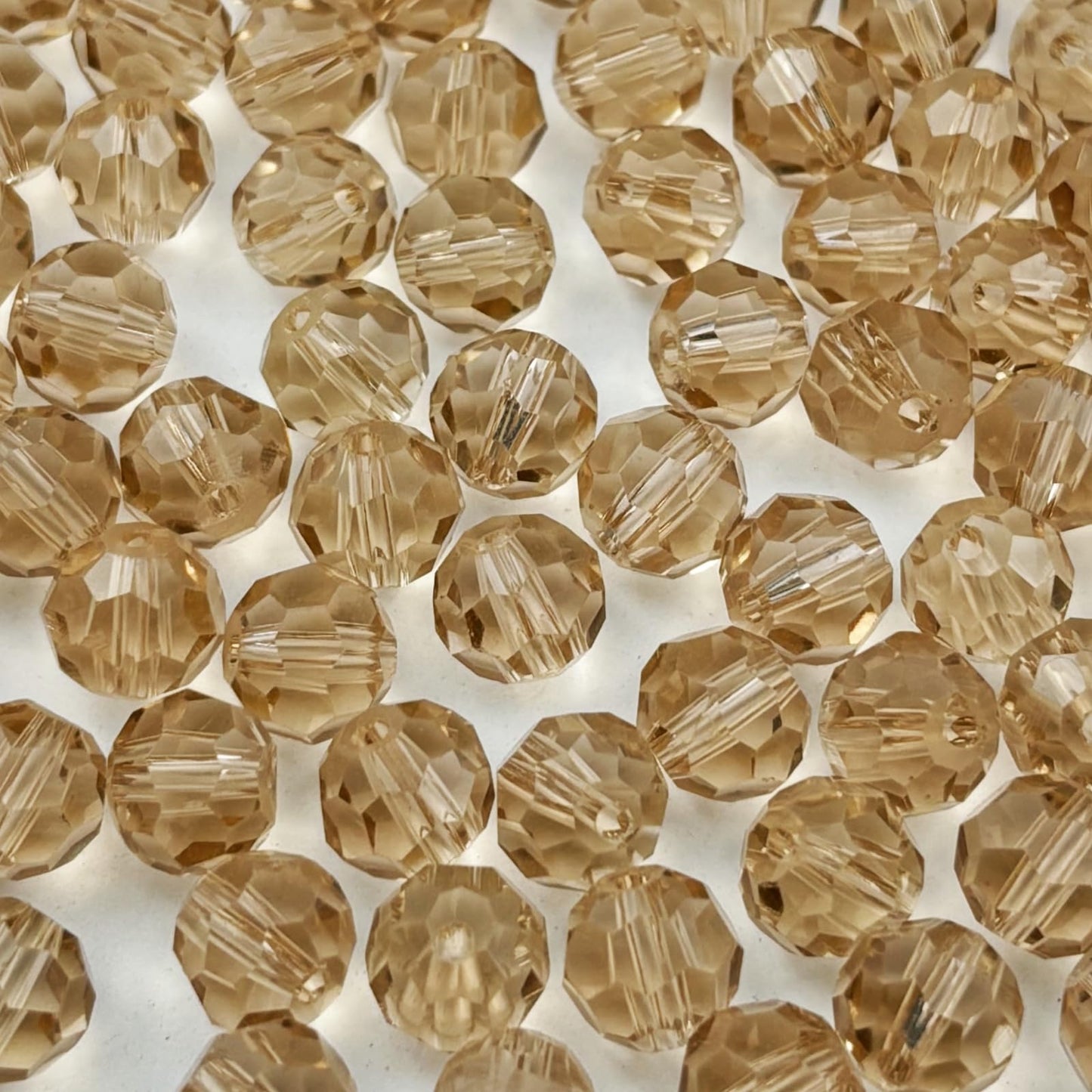 YUEXIGO 100pcs 8mm Round Crystal Glass Beads for Jewelry Making, Faceted Crystal Glass Spacer Beads for Bracelet Earring Necklace DIY Craft(Champagne)