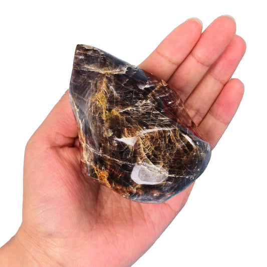 AMOYSTONE Black Moonstone Flame Shaped Towers Large Healing Crystal Stone Home Decor 0.6-1.0LBS