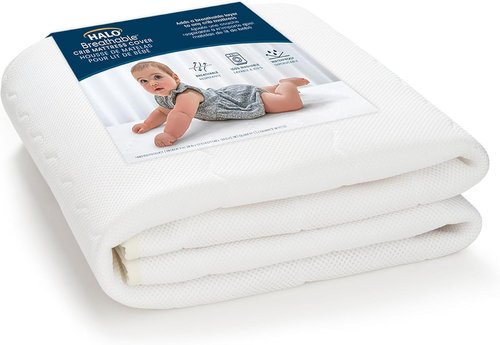 HALO Breathable Crib Mattress Cover - Waterproof Quilted Mesh, Universal Fit for Standard Cribs & Toddler Beds
