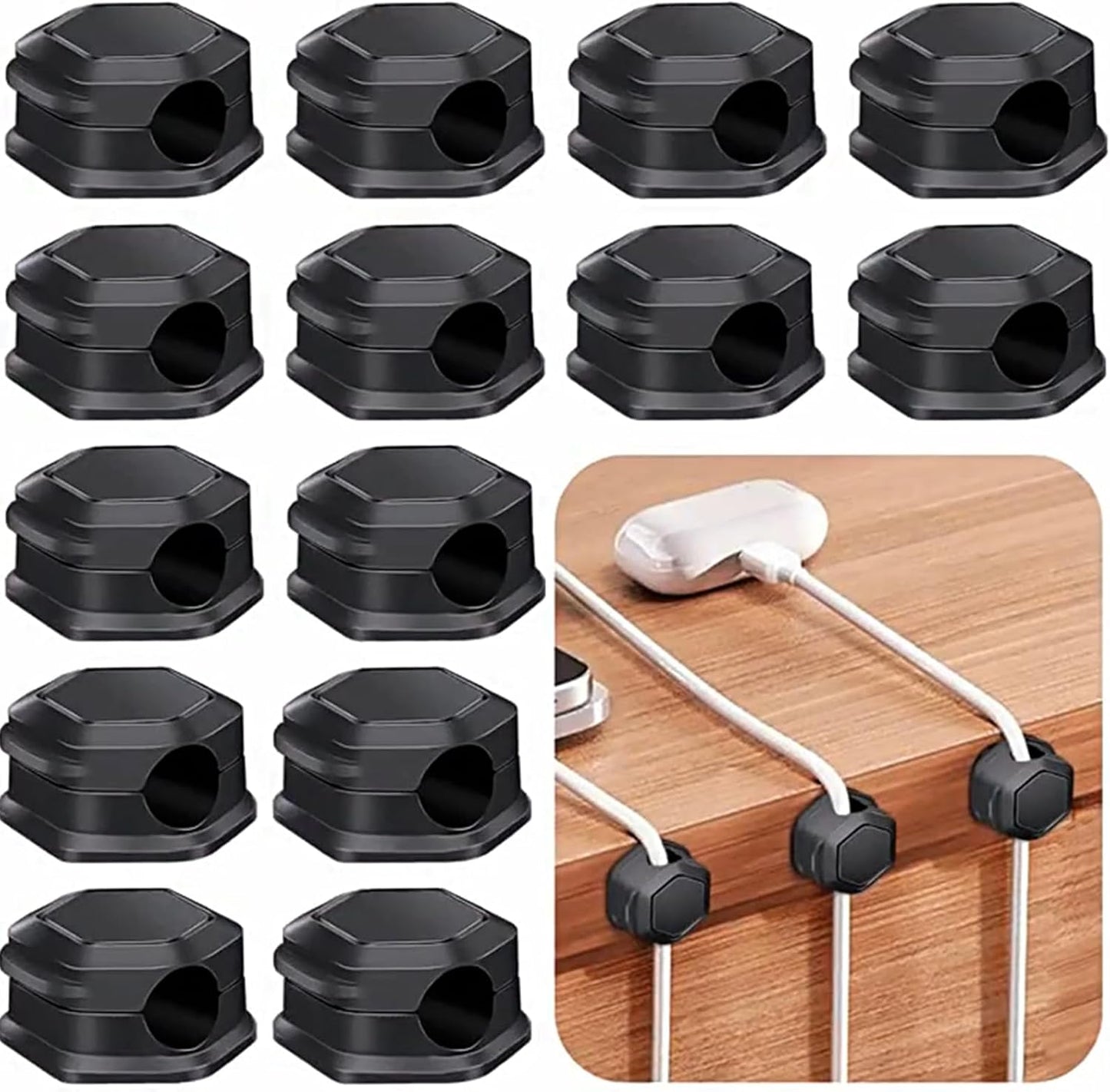 Arecobticy Cord Clip Desktop Cable Organizers for Desk Nightstands and Various Electronic Devices Desk Cord Holder
