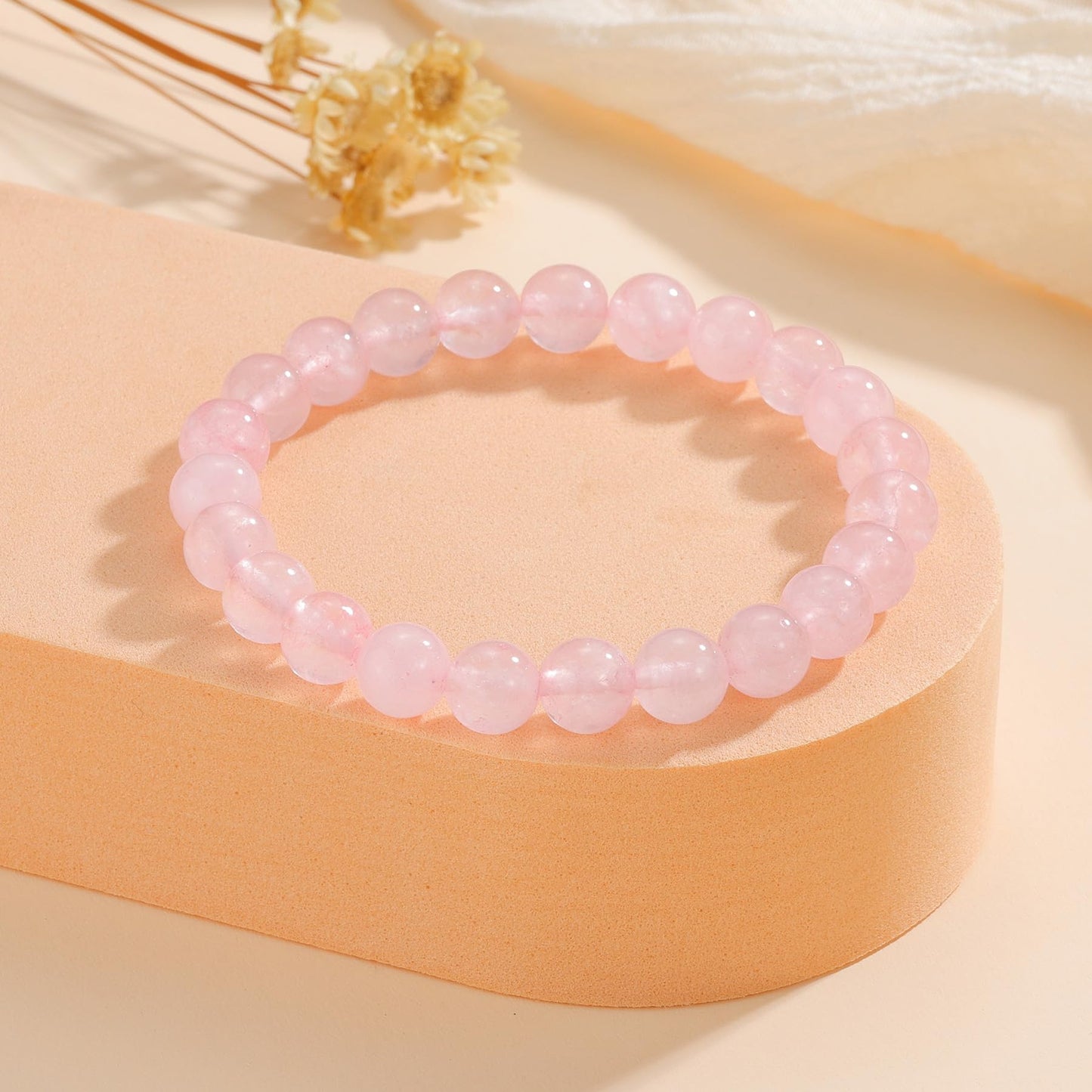 Udolfly Womens Crystal Beaded Bracelets for Women Men Protective Energy Bracelet Natural Gemstone Bead Bracelet 6mm Rose Quartz