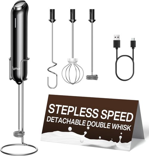InstaWhisk Milk Frother - Rechargeable Electric Drink Mixer with Variable Speed & Detachable Whisk | Perfect for Lattes, Cappuccinos, Matcha, Almond Milk, Protein