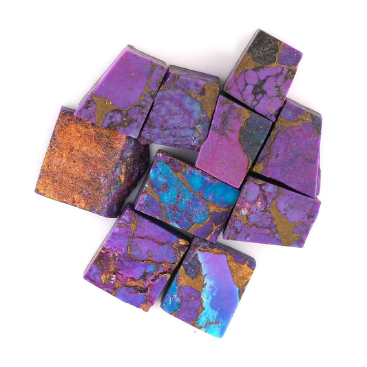 ColouredRocks (10pcs PURPLE TURQUOISE Raw Crystals, Raw Stones, Rough Gemstones, Jewelry Making Supply, Cabbing, Polishing, Cutting, DIY, Crafts (8-12 mm size)