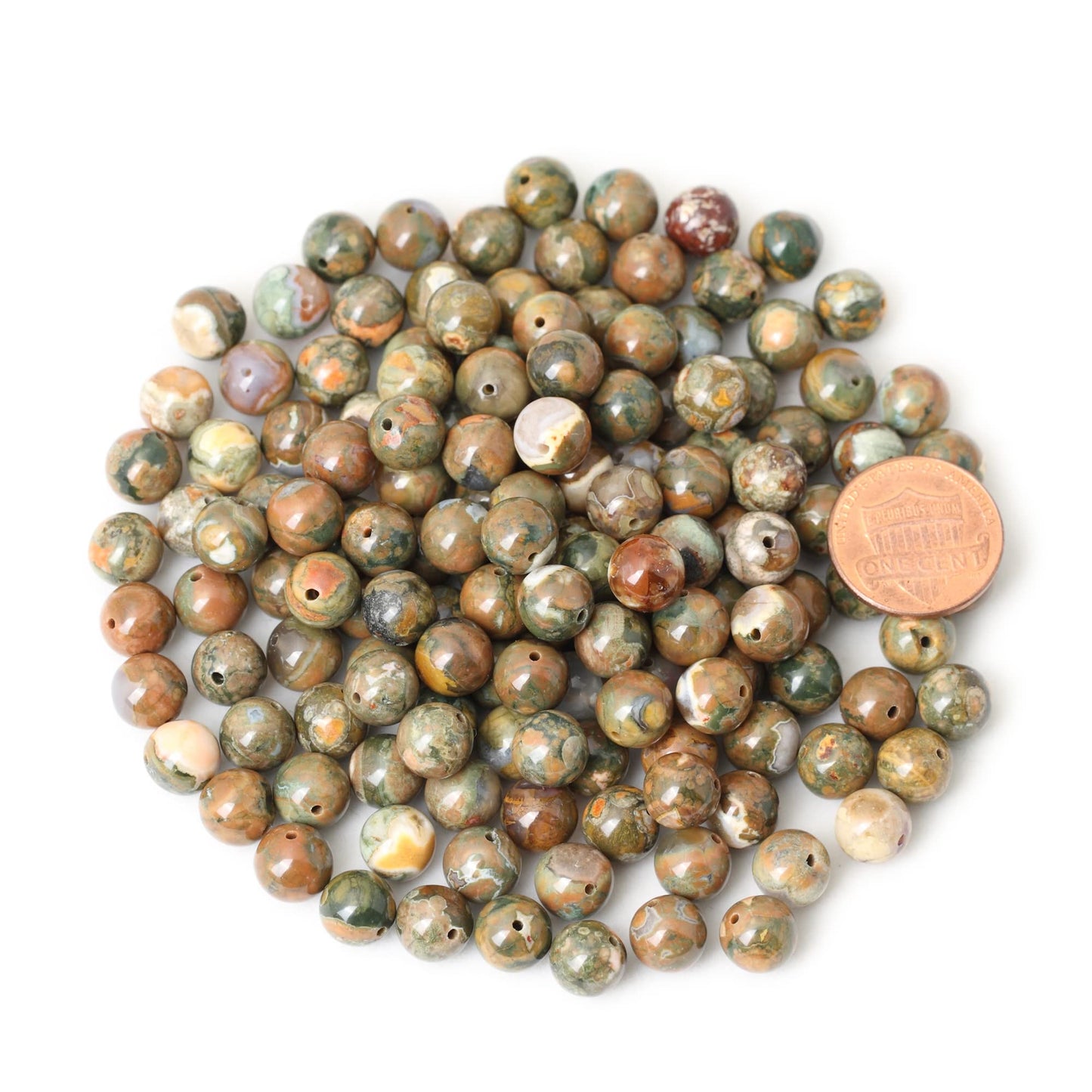 CHEAVIAN 45PCS 8mm Natural Coffee Rhyolite Stone Gemstone Round Loose Beads for Jewelry Making 1 Strand 15"