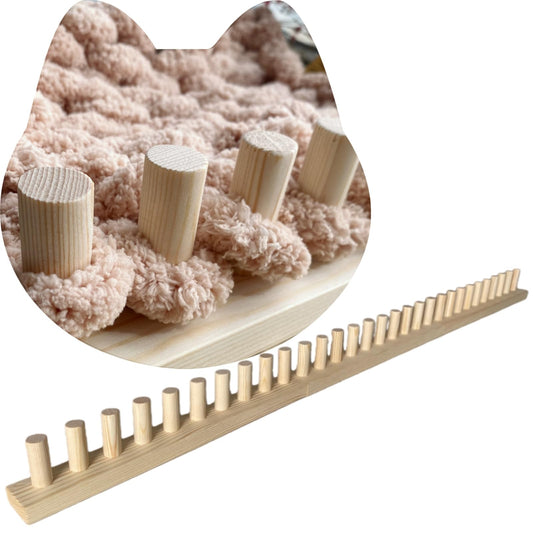 FOBEVTEF 46'' DIY Chunky Knit Blanket Loom, Wooden Loom Frame for DIY Throw Blankets, Adjustable Size Hand Knitting Kit | No Needles Required | Foldable & Portable | Beginner Friendly Yarn Craft
