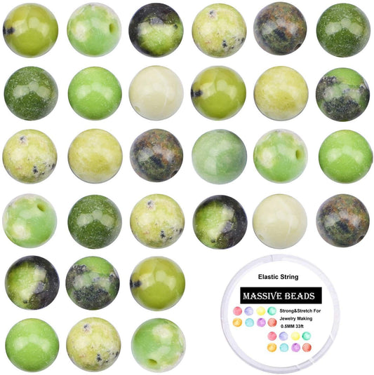 100Pcs Natural Crystal Beads Stone Gemstone Round Loose Energy Healing Beads with Free Crystal Stretch Cord for Jewelry Making (Australian Chrysoprase, 6MM)