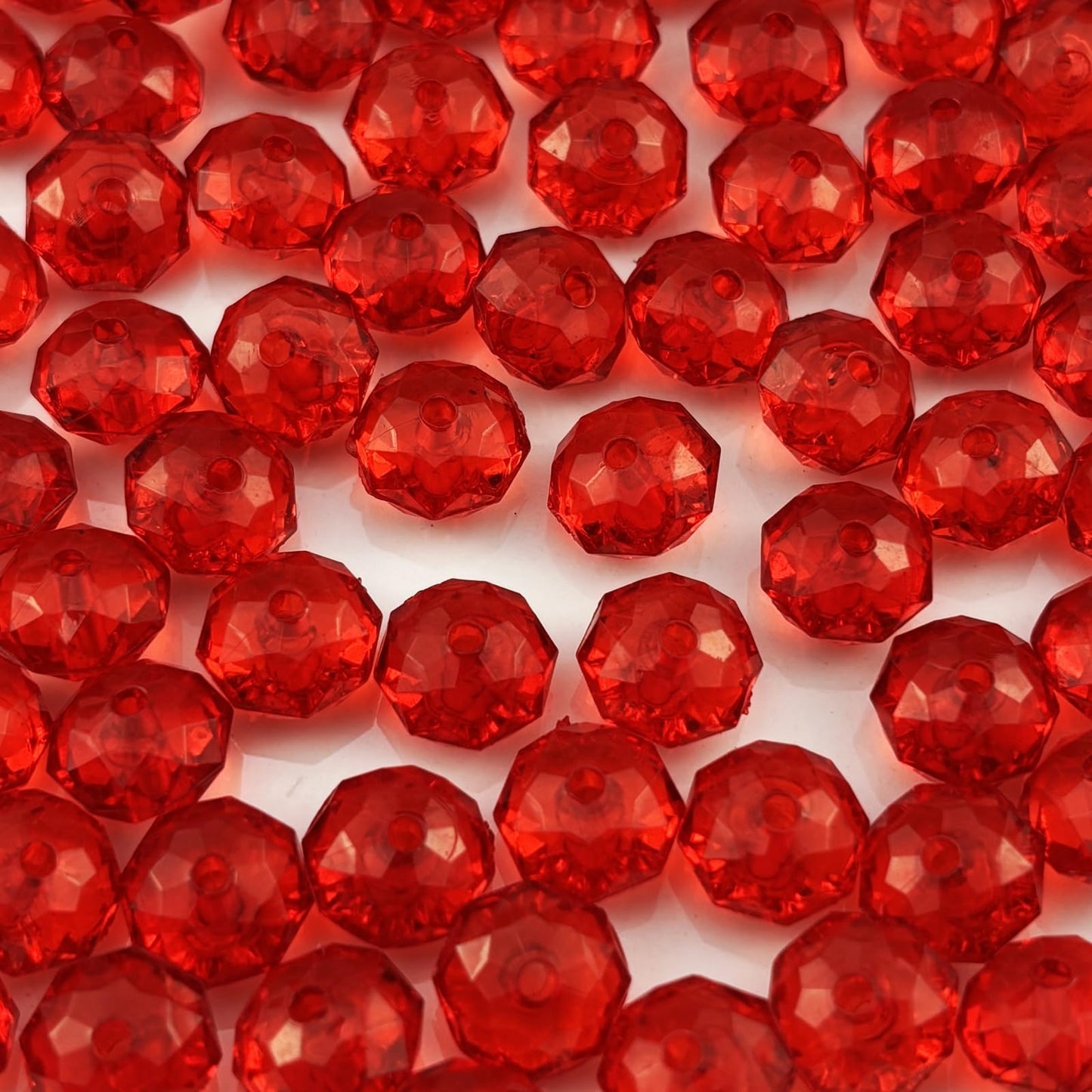 YHYPOCI 400pcs 8mm Acrylic Crystal Beads, Faceted Rondelle Acrylic Spacer Beads for Wind Chimes Bracelet Necklace Earring Keychain Jewelry Making DIY Crafts(Red)