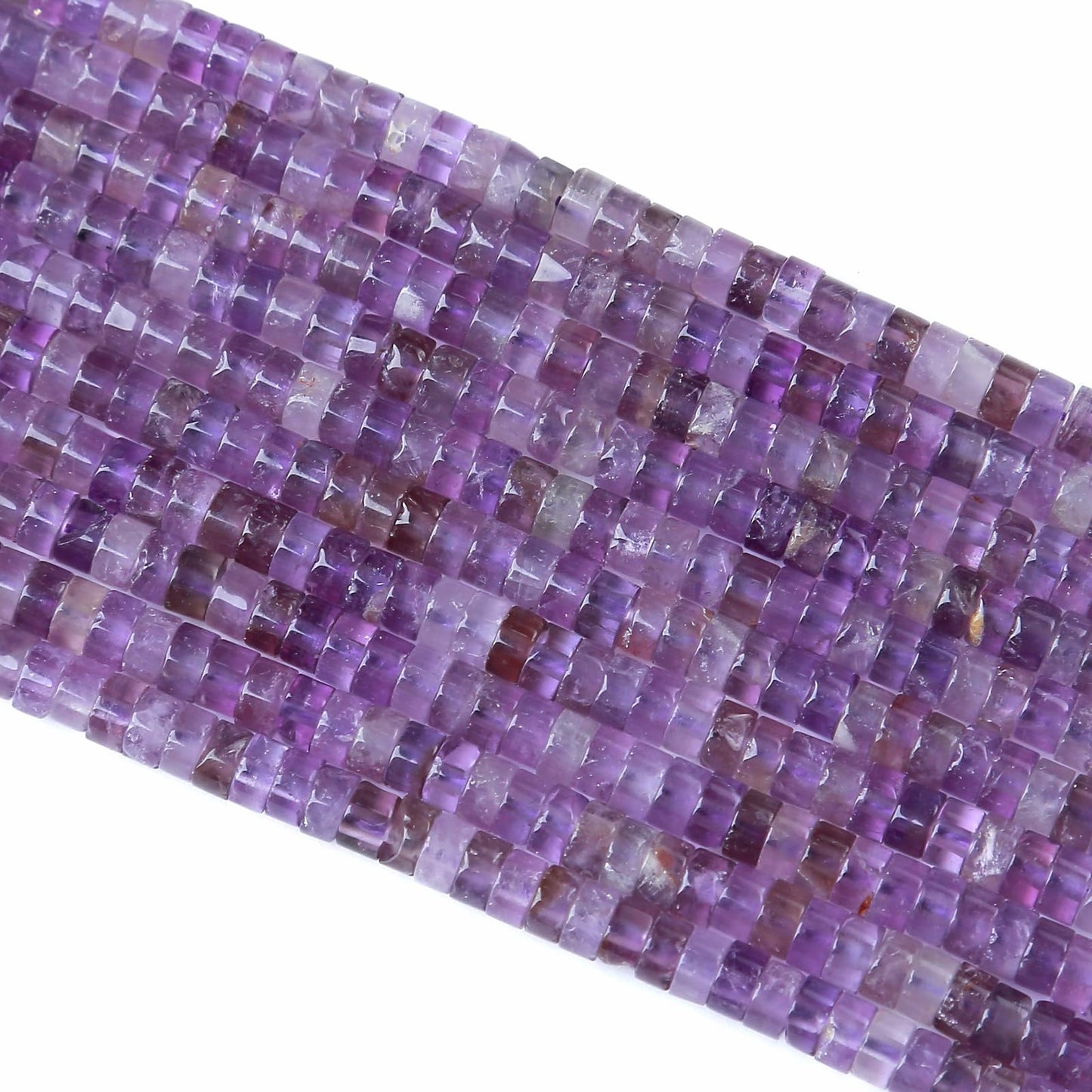 2x4MM 150PCS Amethyst Crystal Tube Cylinder Rondelle Abacus Disk Spacer Loose Beads for Jewelry Making