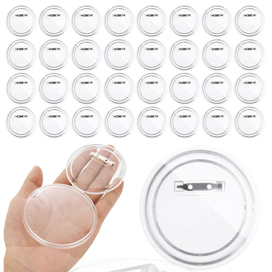 QTLCOHD 100 Pcs 3 Inch Clear Acrylic Button Pins, Custom DIY Button Maker Pin Badges Blank Round Picture Photo Buttons Making Kit for Crafts