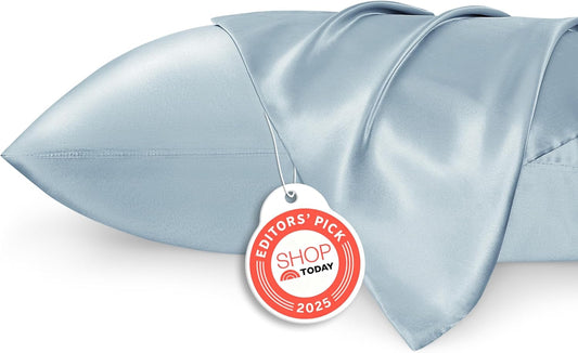 Bedsure Satin Pillowcases - Luxurious Silk-Like Queen Size Set of 2 | Stone Blue, 20x30 Inches