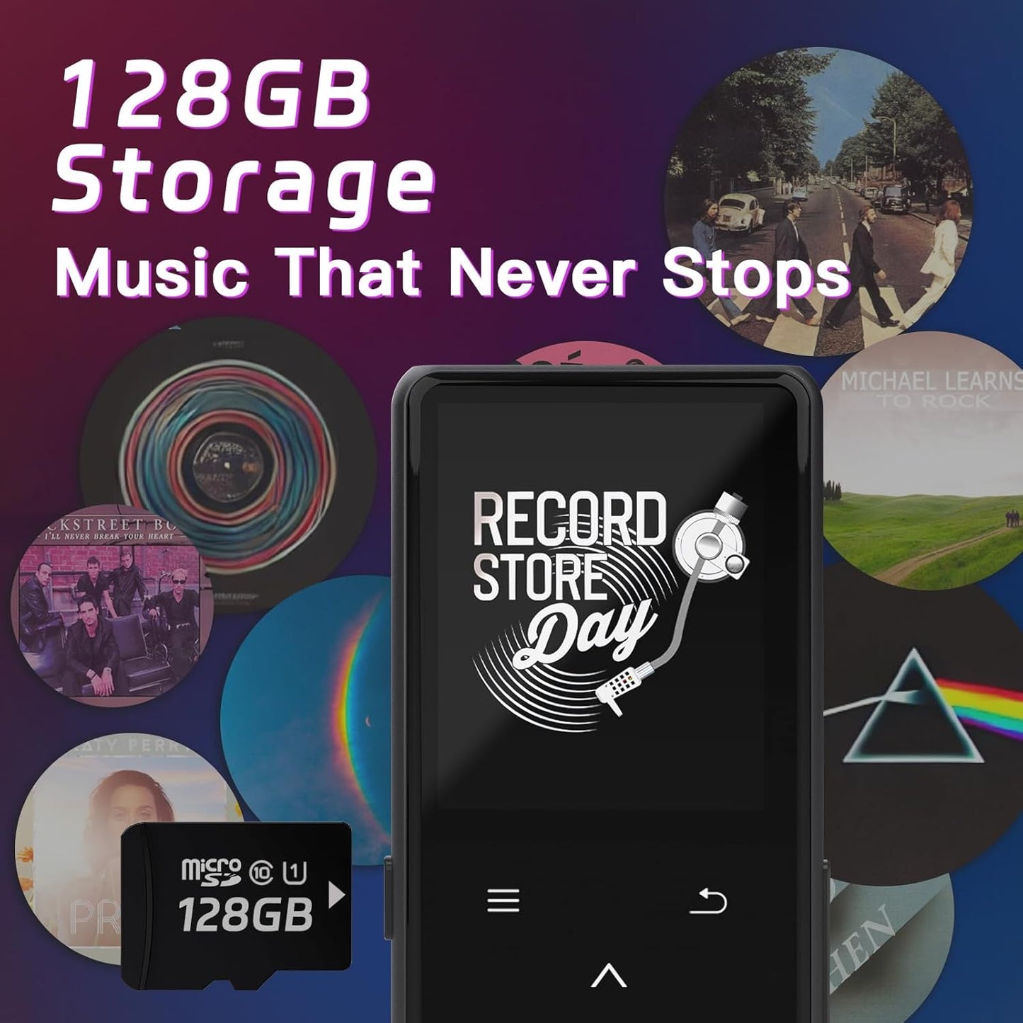 Vaktare Gud 128GB MP3 Player with Bluetooth, Portable Music Player with Built-in Speaker, Enjoying Your Digital Music