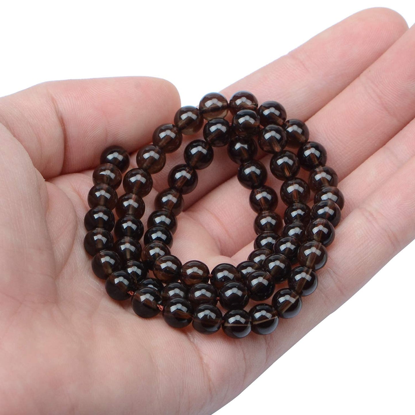 AD Beads Natural Gemstone Round Loose Beads 15" for Bracelet Necklace Earrings Jwelery Making Crafts DIY (4mm, Smoky Quartz)