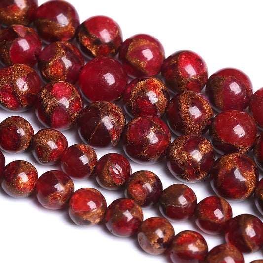 12MM 31PCS Red Cloisonne Craft Loose Round Beads for Jewelry Making DIY Bracelet