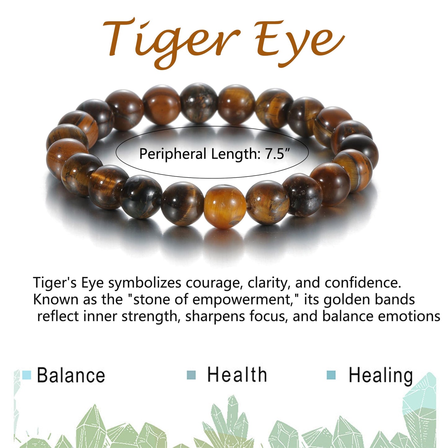 Udolfly Womens Crystal Beaded Bracelets for Women Men Protective Energy Bracelet Natural Gemstone Bead Bracelet 6mm Tiger Eye