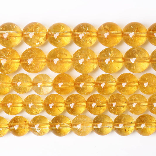 160PCS 4MM Natural Citrine Yellow Quartz Crystal Round Spacer Loose Beads for Jewelry Making DIY Bracelet Necklace